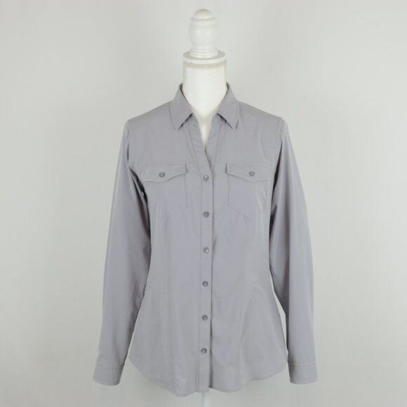 Exofficio Women's Small Gray Quick Dry Long Sleeve Button Up Shirt - Picture 1 of 9